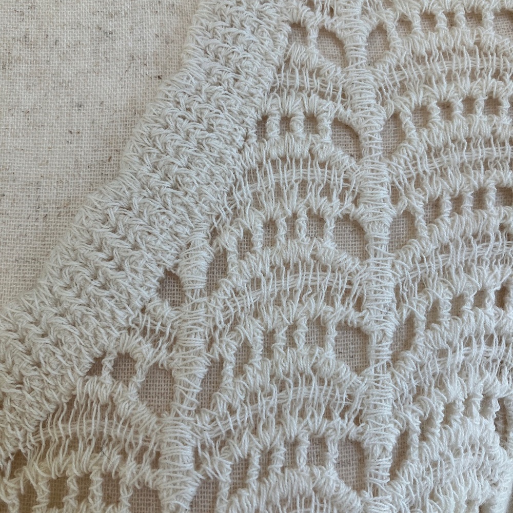 Shrug - Button UP Cropped Cotton Eyelet Knit - Off White - Size Medium NWOT - Picture 3 of 7